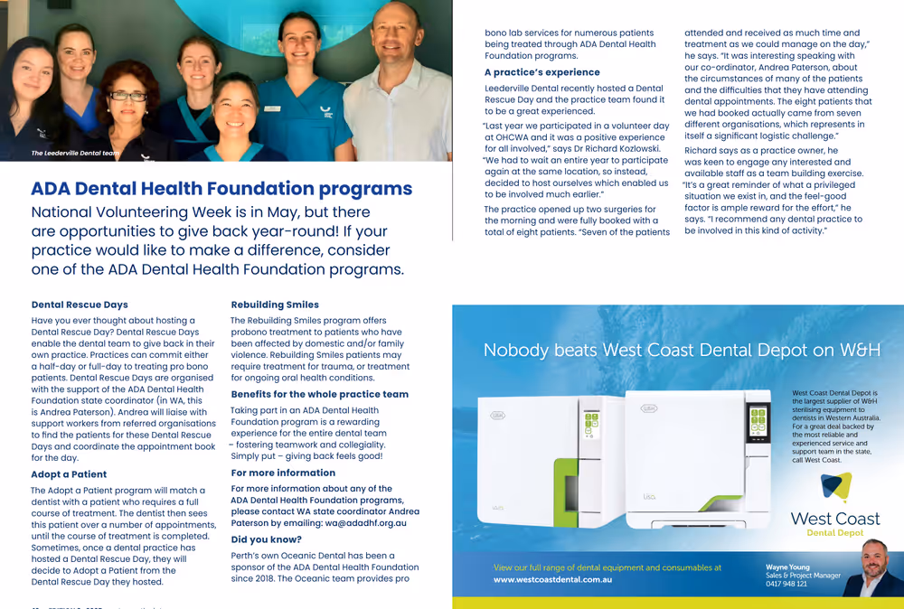 ADA Foundation Volunteering is rewarding!: photo 1 at Leederville Dental, Mt Hawthorn